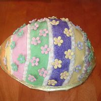 Easter Egg This was my first Easter Cake!! I was fun to make...it felt whimsical :) White chocolate cake covered in Fondant with Fondant decorations...