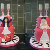 Bachelorette Party/bridal Shower Cake I was asked to do a cake for a combination bridal shower/bachelorette party, so I did two sides divided by champagne bubbles. They loved it...