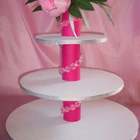 3-Tier Cupcake Stand Designed & made this cupcake stand in my favorite color. Holds 36 cupcakes. Would love to have feedback on this. Thanks