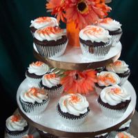 Cupcake Stand Hubby and I made another 3-tier cupcake stand for the fall. Holds 36 cupcakes. Circles are covered with shelf paper to make it easy to...