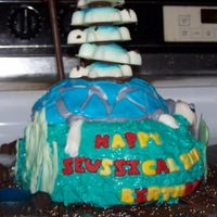 Mack's Seussical Birthday Cake We based this on a drawing in the Seuss book Yertle the Turtle....its supposed to be 9 turtles stacked high, we had 7...the bottom turtle&#...