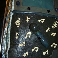 Lindsay's Karaoke Party Cake I used 3 boxes French White Cake, and used blue food paste to make swirls in it. The filling is chocolate pudding with cool whip, and I...