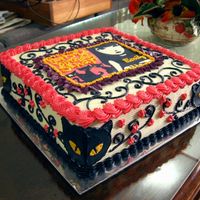 Emily The Strange Decorated with butter cream, using butter cream transfer technique for Emily's picture on top.