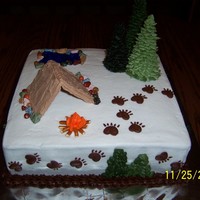 Campsite campsite with trees and bear tracks to match new babys room