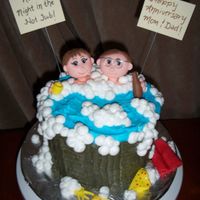Nudie Night In The Hot Tub This was an anniversay cake for a couple who loves their hot tub. The cake is two 6" rounds iced in buttercream. The figures are made...