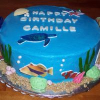 Tropical Fish Cake Fish cake for child's birthday. BC with edible image/fondant accents. Thanks to all those fish cakes out there for the inspiration.