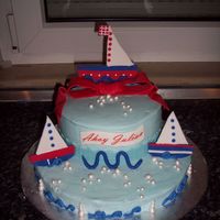 Nautical Boys baby shower cake. Thanks Sandralita for the great design. BC with fondant accents