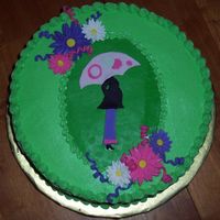 Mod Mom White chocolate cake with strawberry filling. BC with fondant accents.