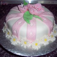 Fantasy Flower Cake Fondant covered cake with fantasy flowers for Wilton Fondant class