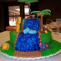 Jungle Animals BC cake with fondant animals and decorations. Made this for my sister-in laws baby shower.