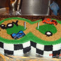 Hot Wheels Cake I did this for my son's 2nd bday. The race track is graham crackers with brown sugar. The rest is BC