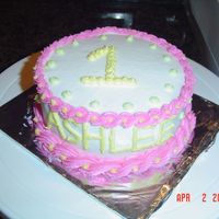 Babys First Birthday Small 5' round cake for a baby's first birthday. One she could dive into. Pretty simple but cute. All in BC.