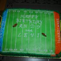 Cakes By Tonya 1/2 sheet chocolate for two boys with there teams on each end of the football field.