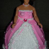 Drag Ken Ken in a dress! This is what my friend has always wanted, so I made it for her birthday. I used the wonder mold and a (trimmed) 8 inch cake...