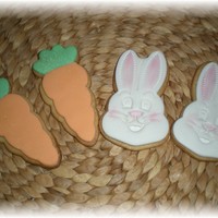 Carrot And Easter Bunny Cookies.. NFSC with fondant and royal icing accents..