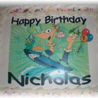 Phineas & Ferb Birthday Cake.. Birthday cake with edible image..