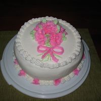 Final Cake For Wilton Course 1 My cake came out shaped a little funny, but overall I was happy with it.