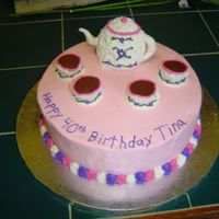 Teapot Cake I made this for my sister's 40th birthday, she was expecting a black tombstone! 12 inch round cake with mini wonder mold teapot and...