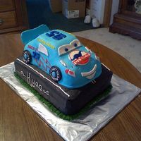 Dinoco Mcqueen I made this cake for a friend of mine whos son wanted the blue McQueen, hes on top of a two layer 9X13 and used the cruiser pan for the car...