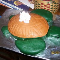 Sea Turtle Carved 11 x 15 covered in MMF, Store bought sugar flowers