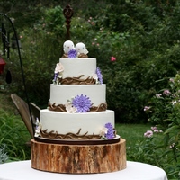 Fall Mum Love Birds Wedding Beautiful outdoor setting for this cake.