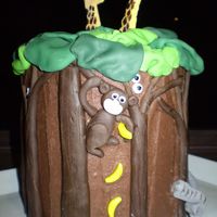 5Th Birthday Jungle Cake With scary eyes peeking out and a cheeky monkey, this one went down a treat with the 5 years olds!