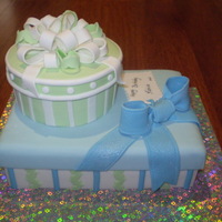 Gift Boxes My friend's favourite colours are turquoise and apple green and this was for a surprise party her husband gave her. Both cakes are...