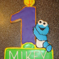 Mikey's Cookie A cookie I designed for my nephews 1st birthday with cookie monster