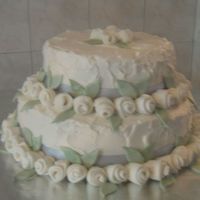 25Th Anniversary Cake white buttercream with fondant ribbon roses