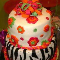 Zebra Stripe And Flower Birthday Cake This cake was made to match the birthday girls party dress. It is has a little Dr. Suess inspiration and was a fun cake. The bottom layer...