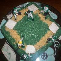 Baseball Diamond This was my first attempt at an artistic cake for my husbands 27th birthday. I used two 8x8 square pans, dyed the white icing green, used...