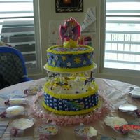 Pegasus I made this cake for a friend 5 years old daughter. This is a 10" round chocolate cake and a 8" round vanilla cake. She love it...