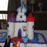 Aladdin's Castle This was made entirely of sponge cake and MMF. Perfect for my little Jasmine lover!