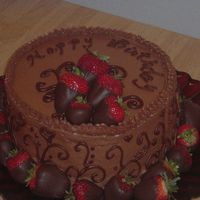Mommy's Birthday This is a chocolate cake w/ Chocolate buttercream and choco. dipped strawberries. Made at the request of my Mommy ;) for her birthday. TFL...