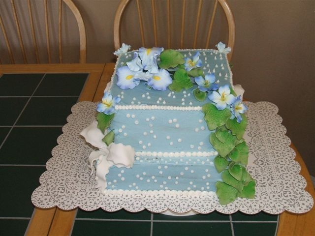 Square Blue Wedding Cake 