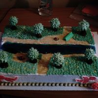 A Night Of Camping This cake was done for a local cake action that was for charity and sold for $350. The trees are gumpaste and rolal icing. And the river is...