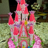 Disney Princess Castle Birthday Cake Used the Wilton kit for the turrets. Princesses are figurines.