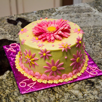 64Th Birthday Cake BC with fondant accents. Banana cake with cream cheese icing