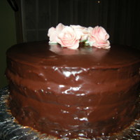 Ganache Cake I made this and donated it to our church for a fundraiser auction. It is a dark chocolate cake with, whipped ganache and covered in ganache...