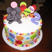 Elephants And Polka Dots Chocolate cake iced in buttercream, Everything else is marshmallow fondant.