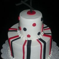 Red And Black This is my first stacked cake in about a year. It is a 8" and a 4". I will never make another 4" again