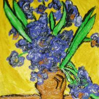 Van Gogh Iris Painting I needed a buttercream cake fast so just copied this painting by Van Gogh on my wall.