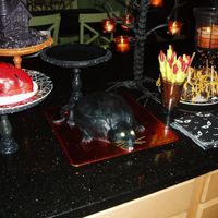 Rat This is the red velvet bleeding rat cake from our Halloween Party.