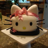 Hello Kitty this was my best representation of my childhood favorite...her head is constructed entirely of cake layers, while her ears are cake balls...