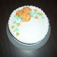 Final Class One Cake My very first roses and with a striped bag even !