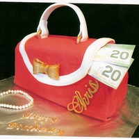 4Oth Birthday Cake is a 9" X 13" cake, cut in thirds and stacked. Covered in fondant that was imprinted with a paisley pattern mat. The handle...