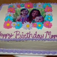 Mom's Birthday Cake Snow White Flowers, Whipped Cream Icing, Strawberry Cheesecake filling