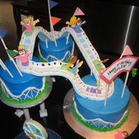 Roller Coaster Gumpaste rollercoaster with fondant people and cake is buttercream.