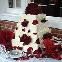 First Wedding Cake This was the first wedding cake that I had ever done and it was for a co-worker. The decoration was all buttercream and we used fresh deep...