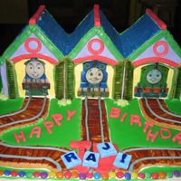 Thomas And Friends Made this for a birthday boy who loved thomas. The train shed is the only cake but everything else on the board is edible. After the candle...